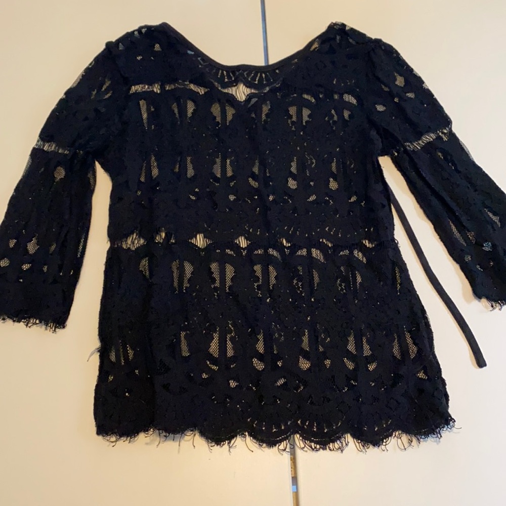 Black Lace Tie Top
